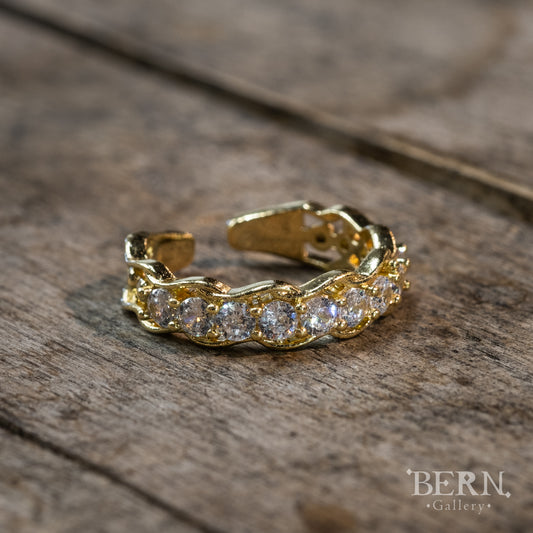 Gold Round cut eternity band ring