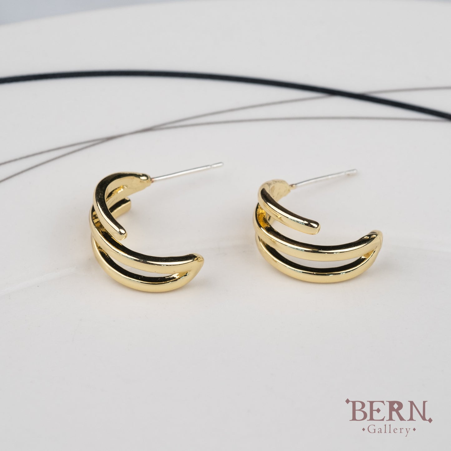 18K Gold Triple Hoop Earrings