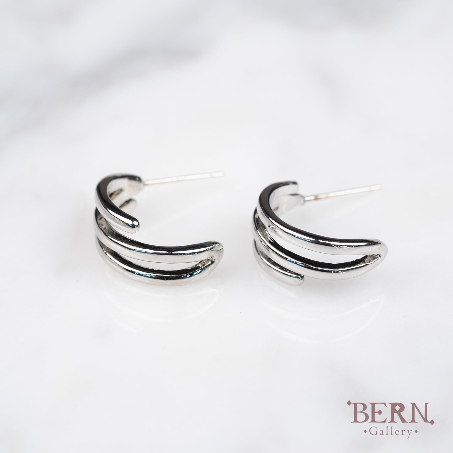 Sliver Triple Hoop Earrings