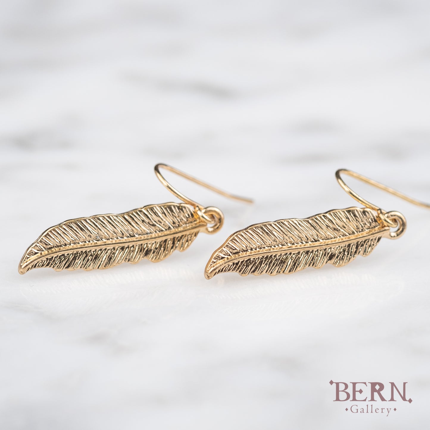 Gold Feather Earrings