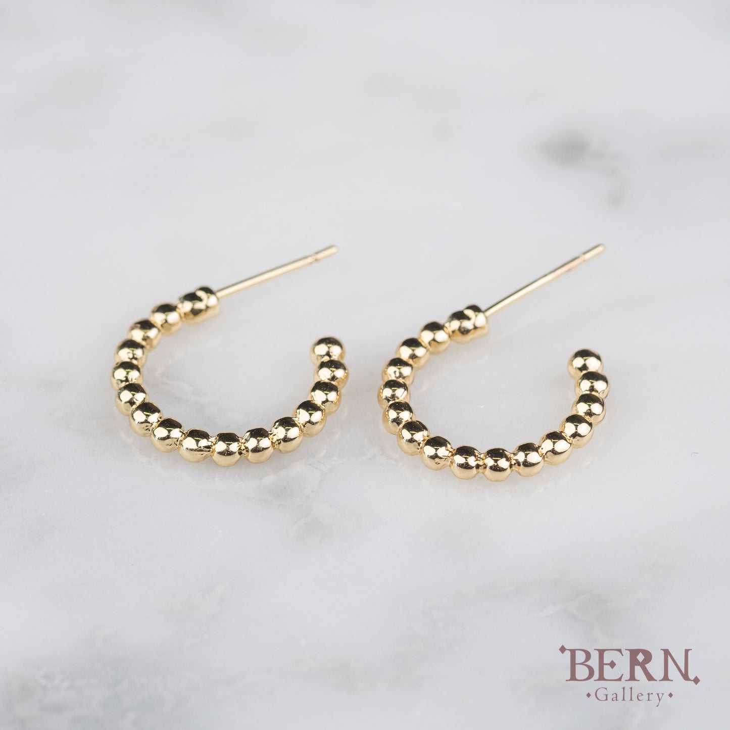 Gold ball hoop earrings