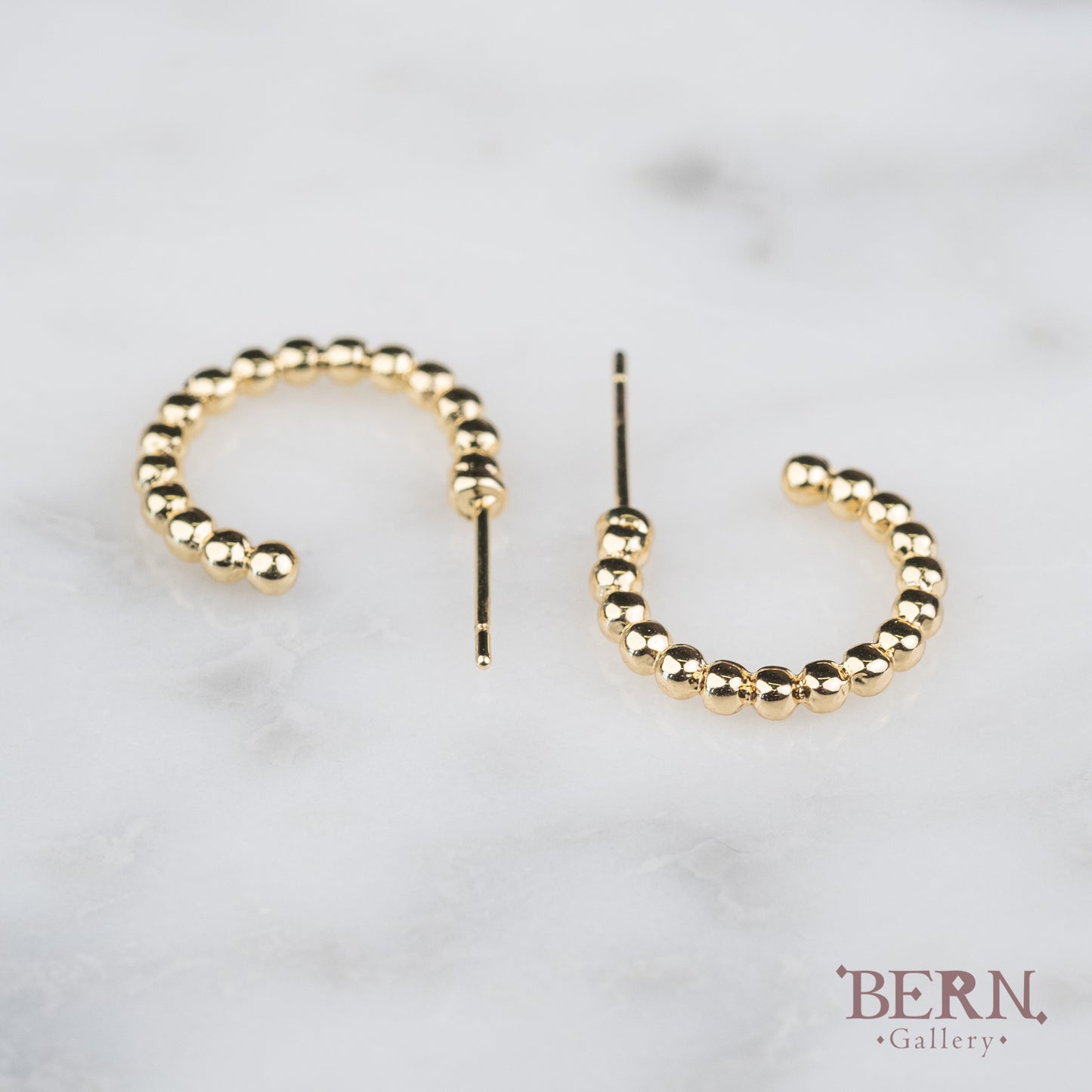 Gold ball hoop earrings