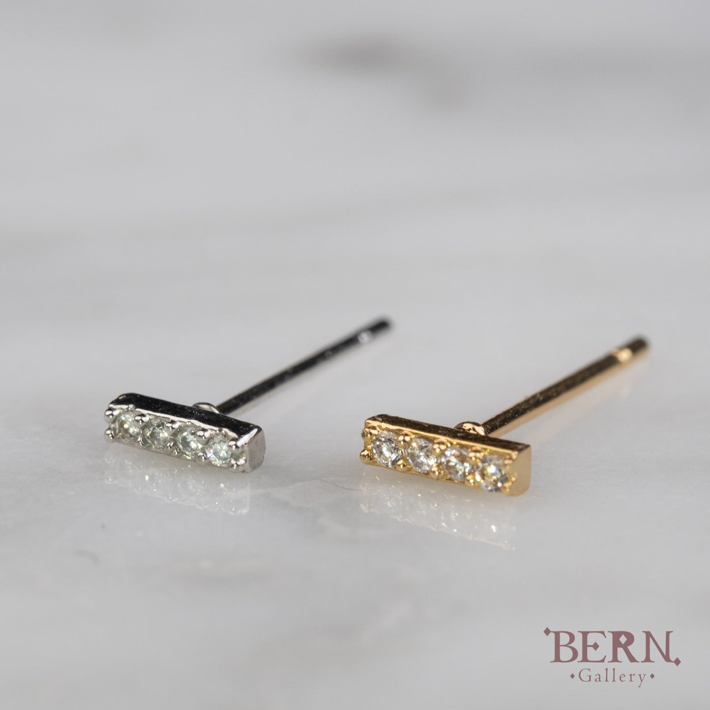 Tiny Bar Diamond Stud Earrings