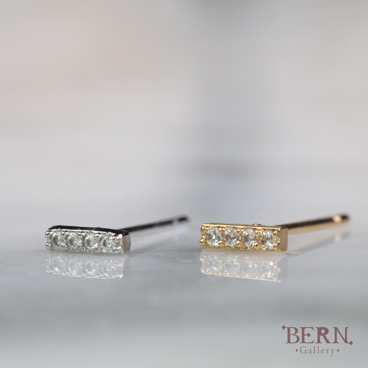 Tiny Bar Diamond Stud Earrings