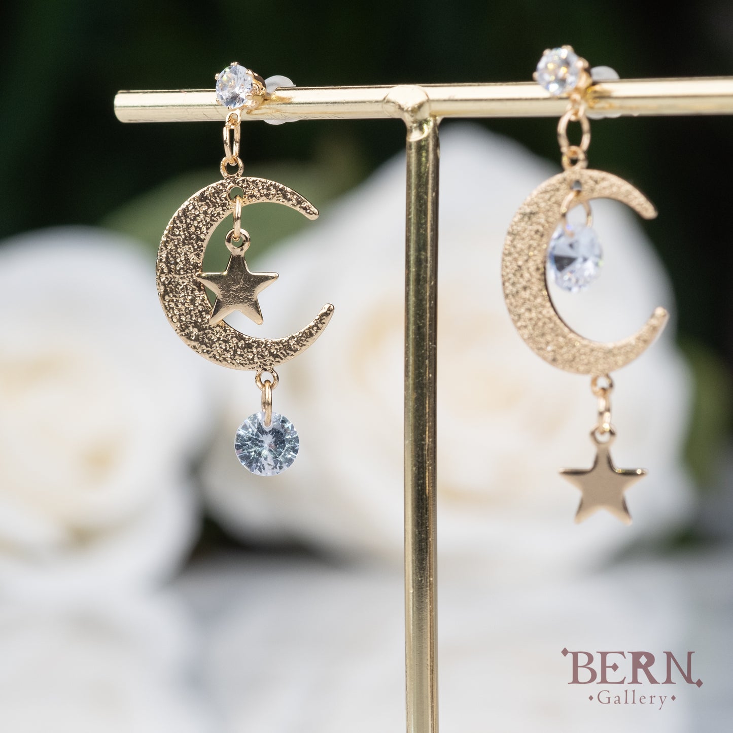 Asymmetry Moon Star Earrings