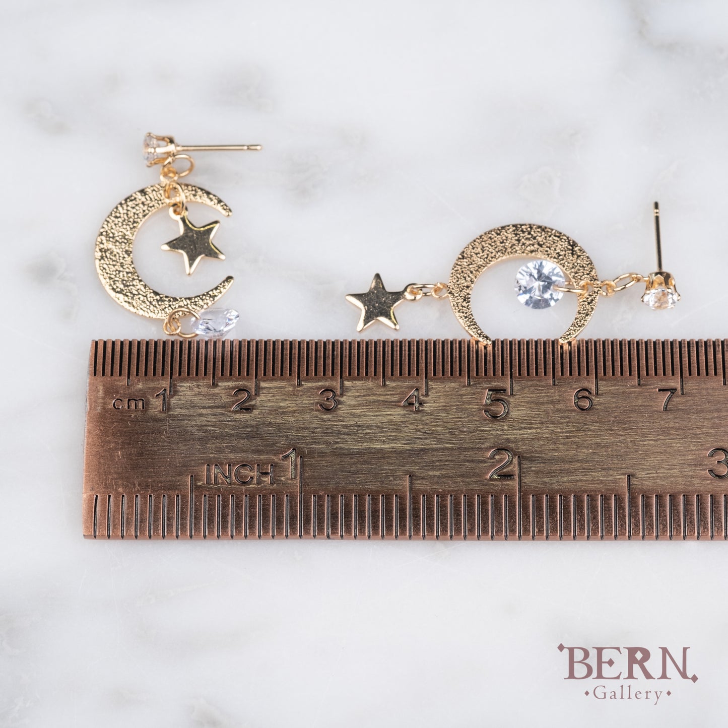 Asymmetry Moon Star Earrings