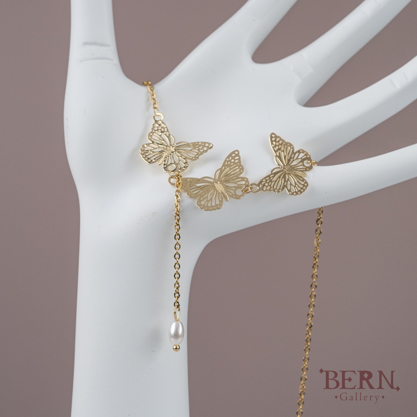 Three Butterfly 18k Gold Plated Necklace