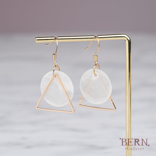 Gold Triangle with Shell Drop Earrings