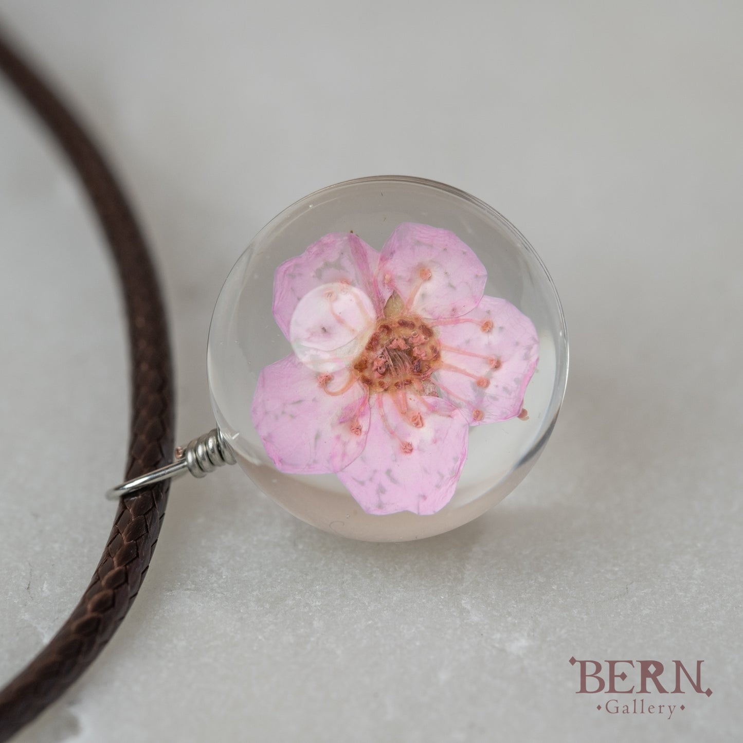 Real Cherry Blossom Resin Necklace