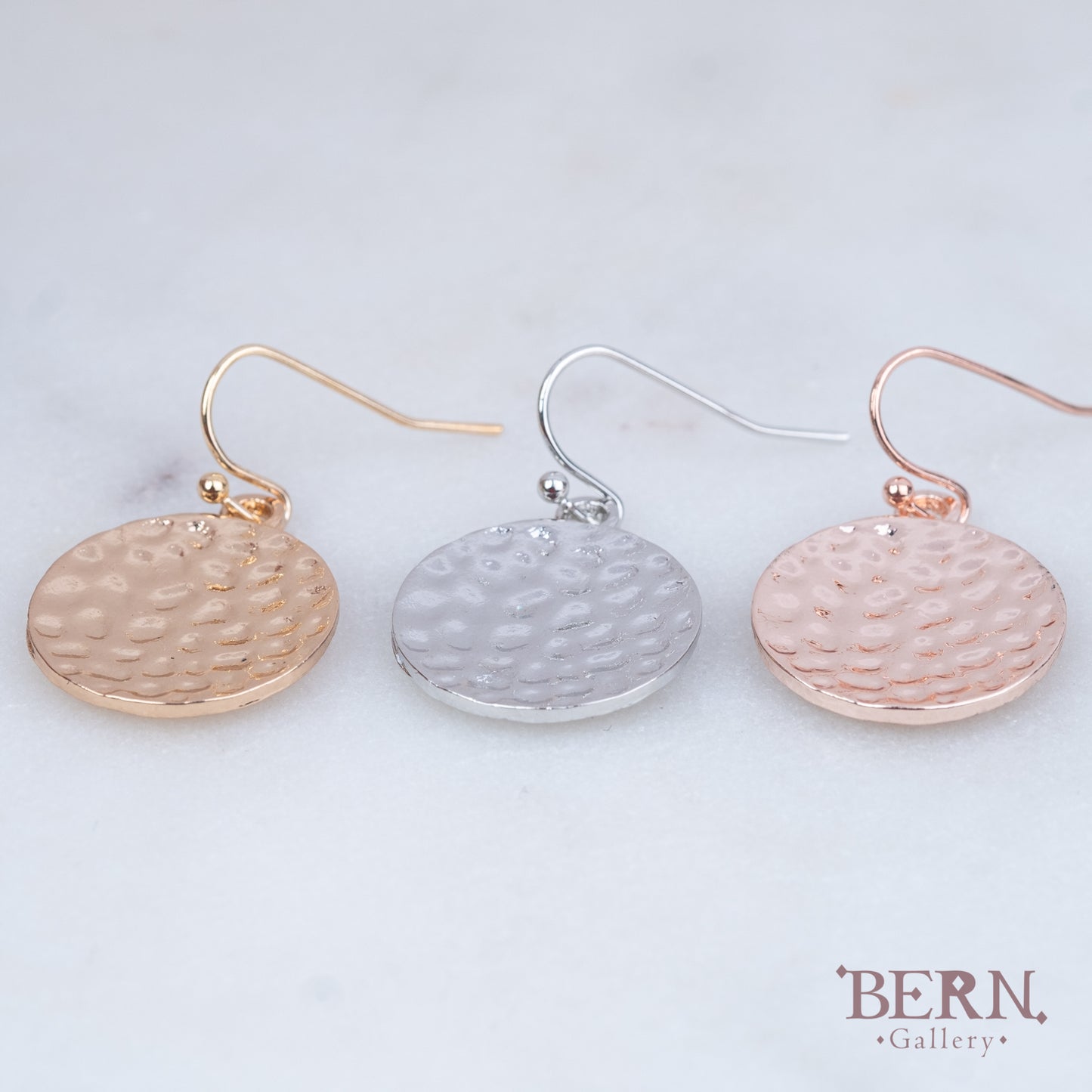 Hammered Disc Earrings Set