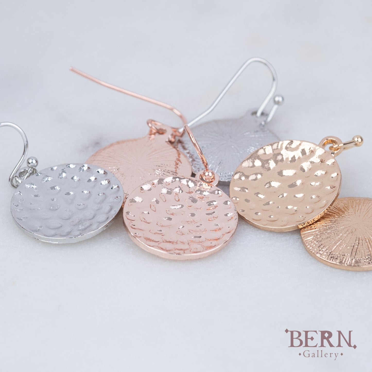 Hammered Disc Earrings Set