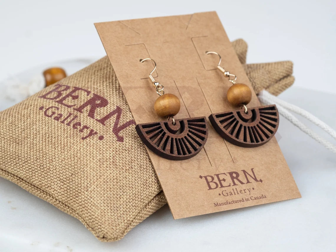 Natural Fan Wooden Earrings