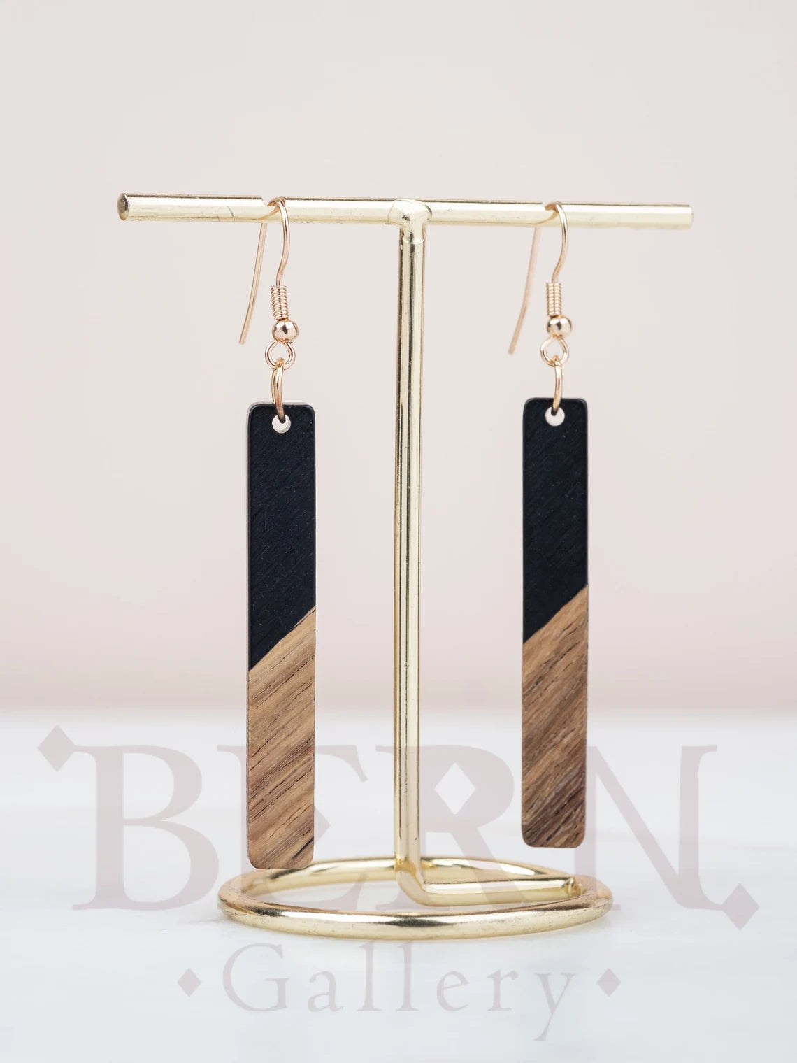 Matte Wood Resin Bar Earrings