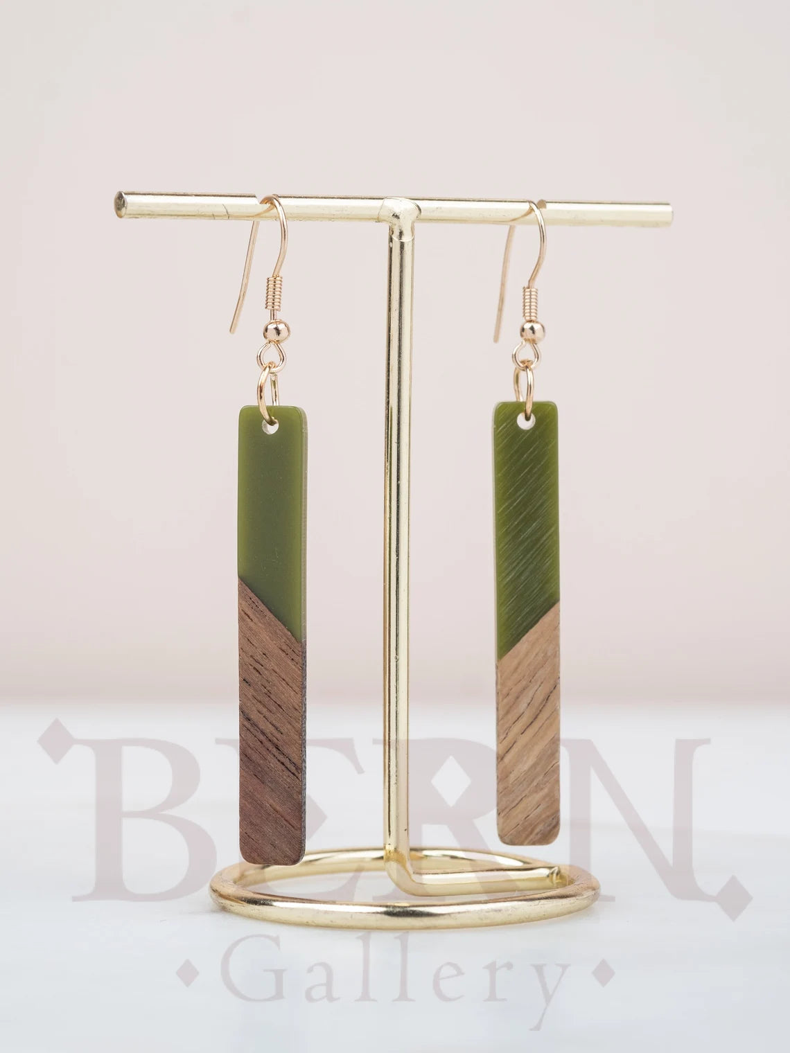 Matte Wood Resin Bar Earrings