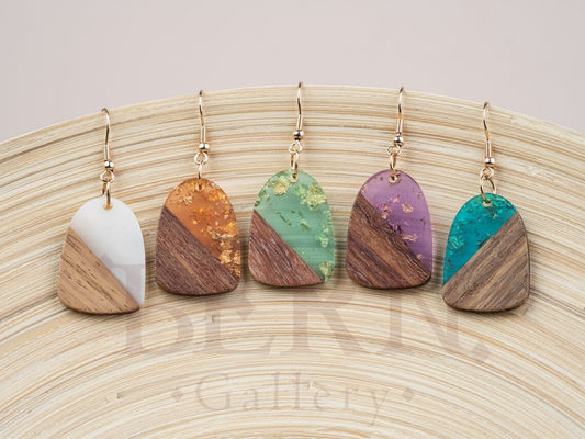 Wood Gold Flakes Earrings