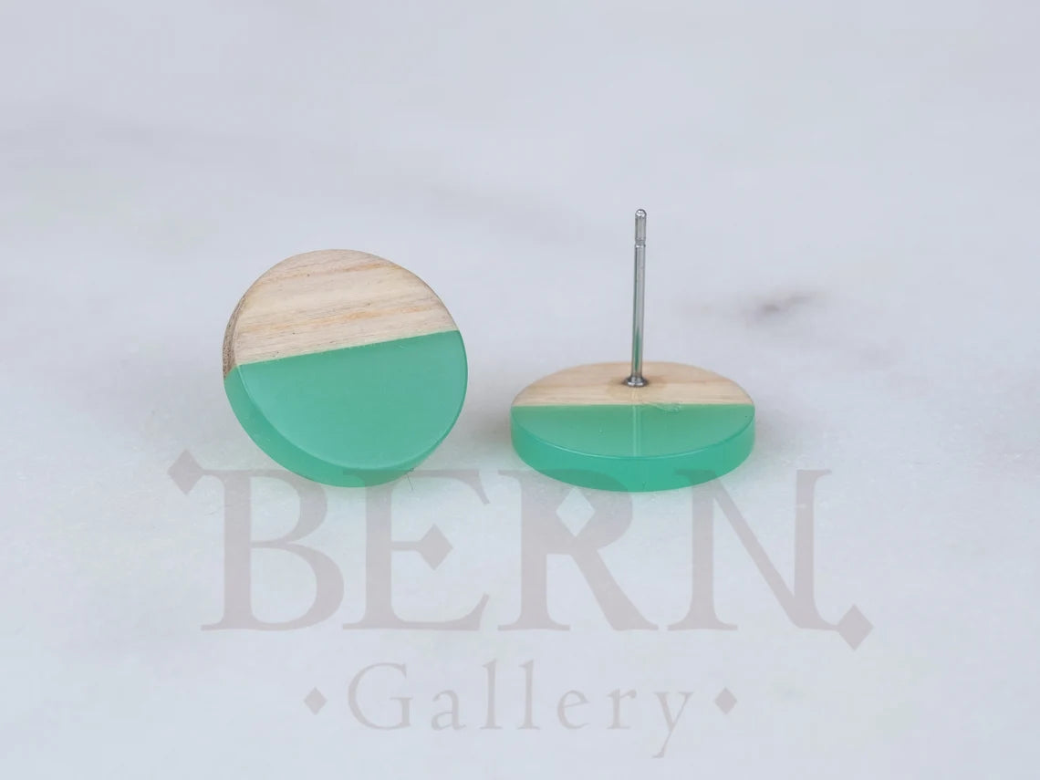 Resin Wood Circle Earrings