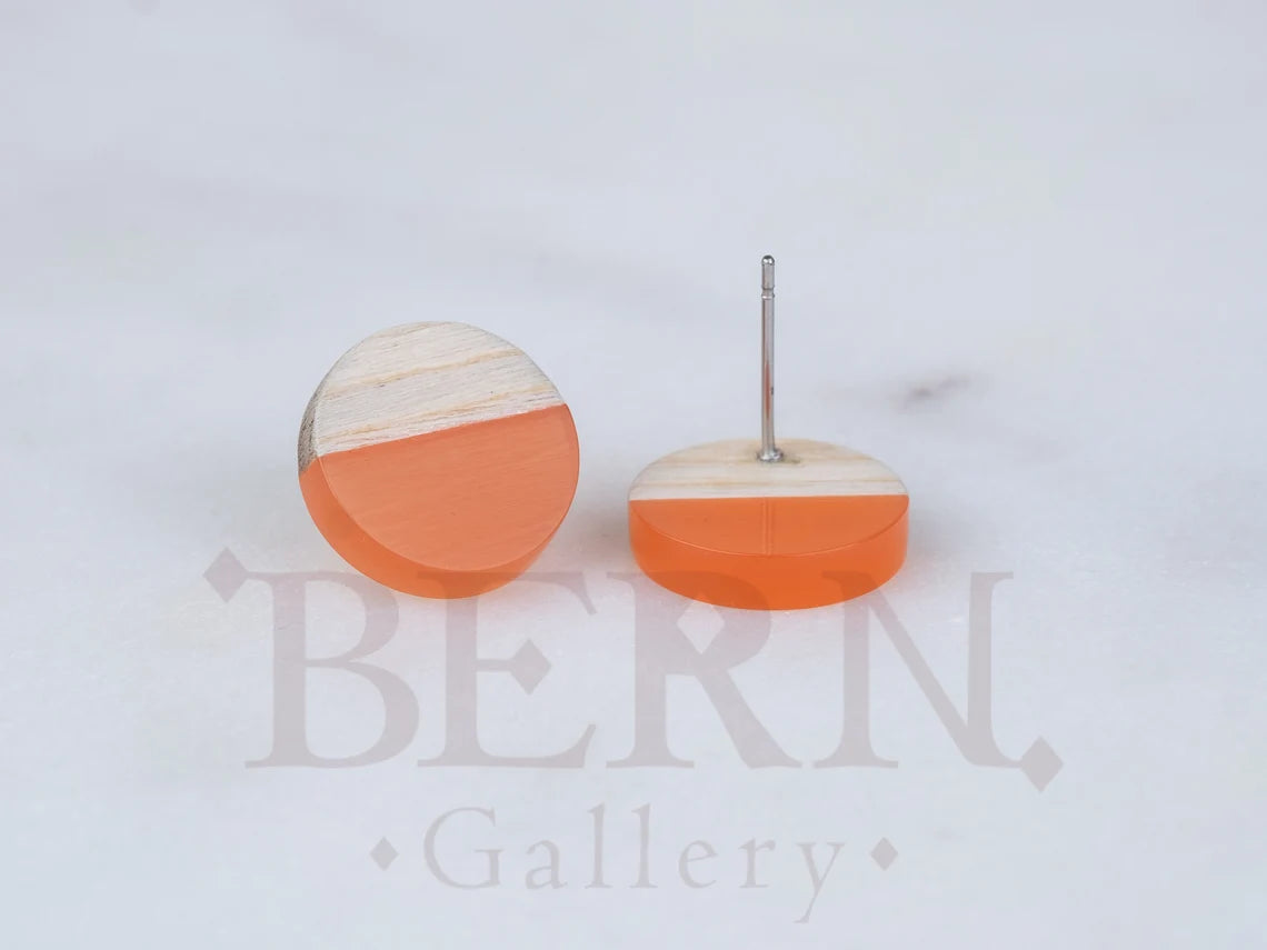 Resin Wood Circle Earrings