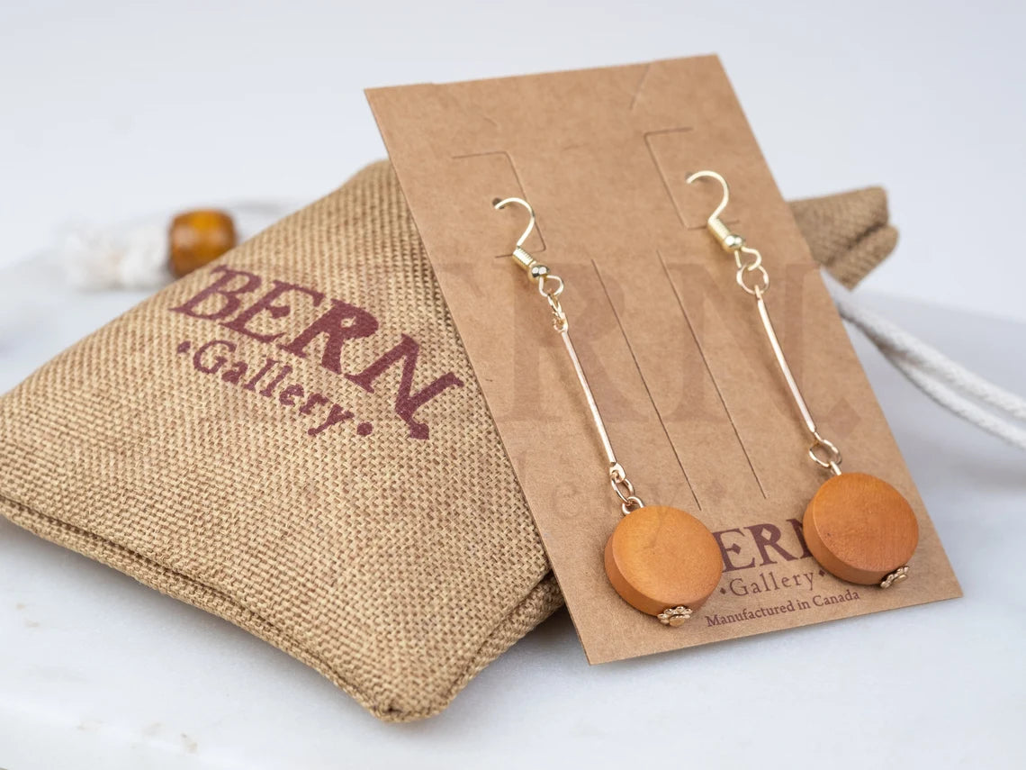 Circle Wood Drop Earrings