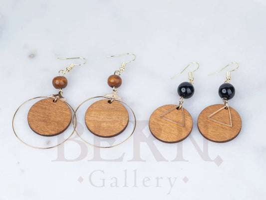 Geometric Wood Gold earrings