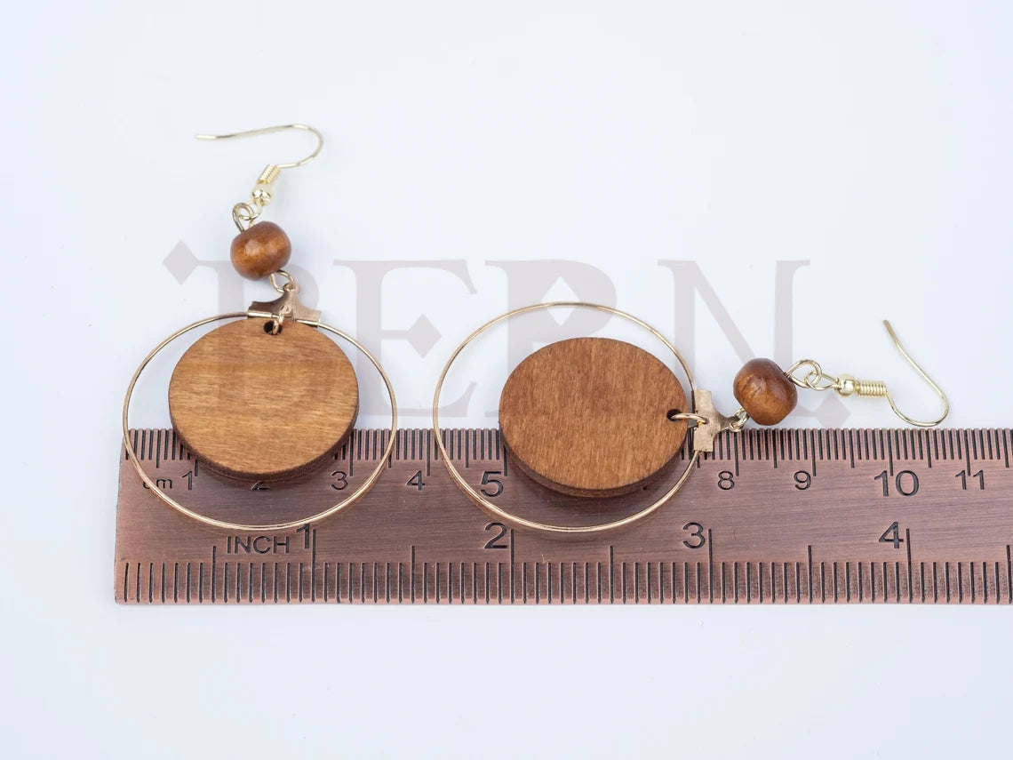 Geometric Wood Gold earrings