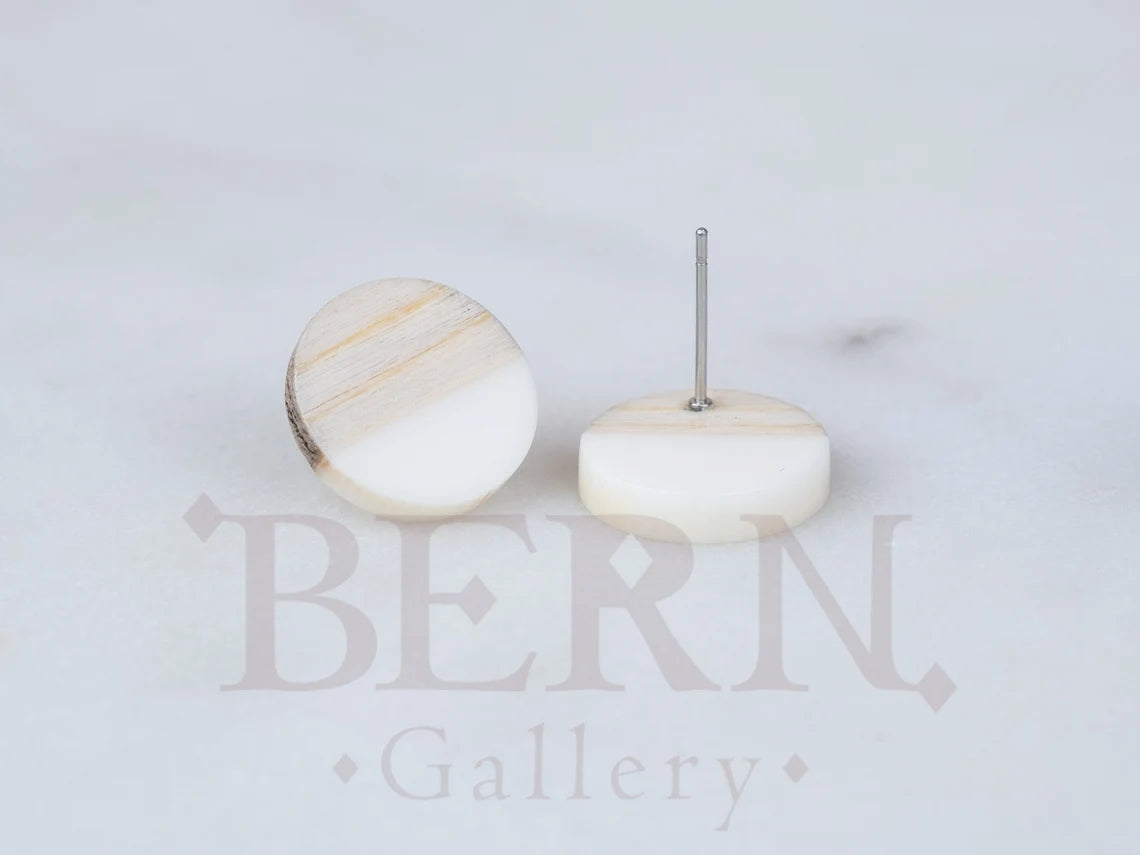 Resin Wood Circle Earrings