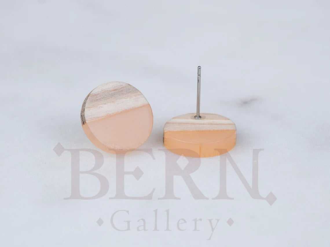 Resin Wood Circle Earrings