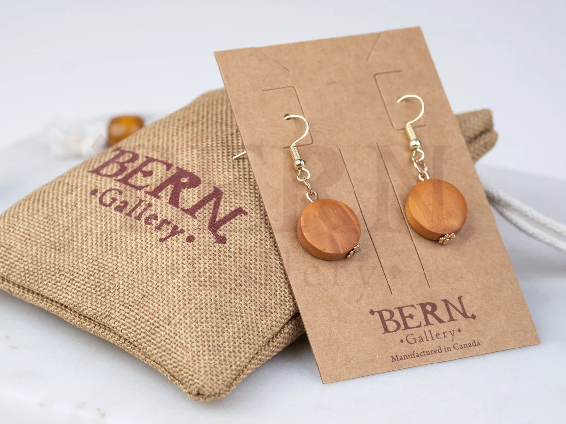 Circle Wood Drop Earrings