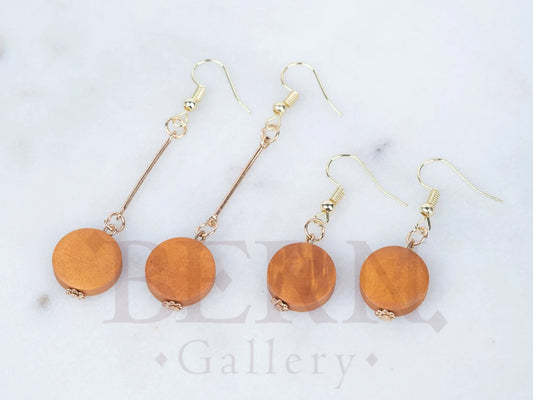 Circle Wood Drop Earrings