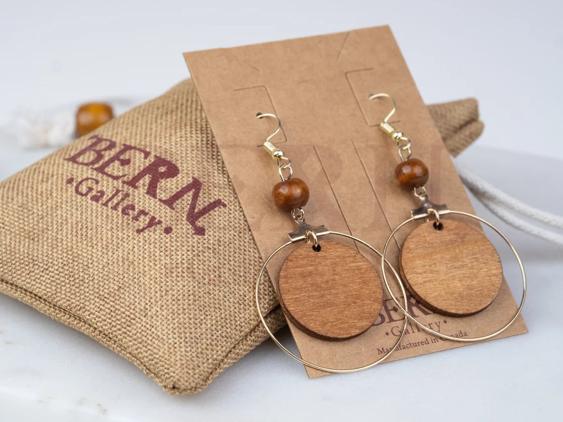 Geometric Wood Gold earrings