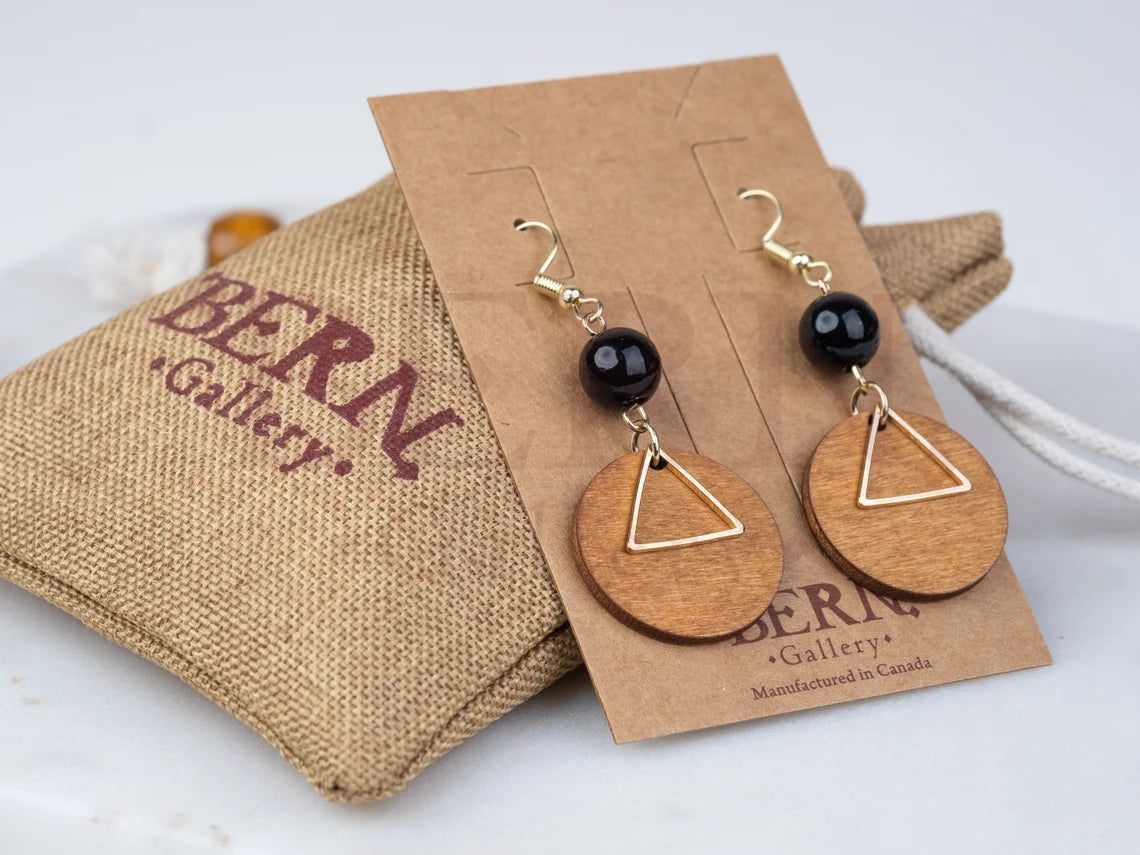 Geometric Wood Gold earrings