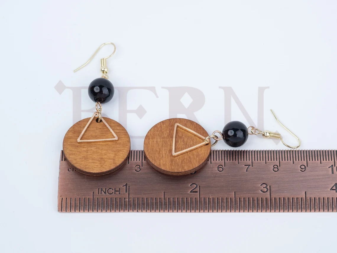 Geometric Wood Gold earrings